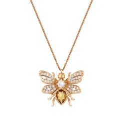 QUEEN BEE BON BON GOLD DIAMOND CITRINE NECKLACE