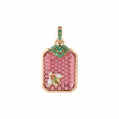 HONEYCOMB GOLD DIAMOND EMERALD PENDANT