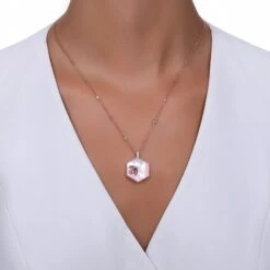 HONEYCOMB GOLD DIAMOND PINK SAPPHIRE NECKLACE -Bee Goddess PTKKSDPSPRPGKL 1 881bcfa7 f5e6 41aa a1f6 e37ccc194e1f