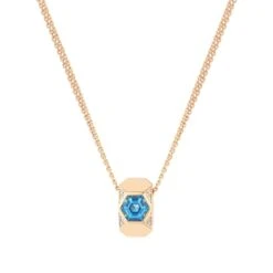 HONEYCOMB GOLD DIAMOND BLUE TOPAZ SMALL NECKLACE