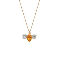 QUEEN BEE BELLA GOLD DIAMOND CITRINE NECKLACE