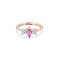 QUEEN BEE BELLA GOLD DIAMOND PINK SAPPHIRE RING