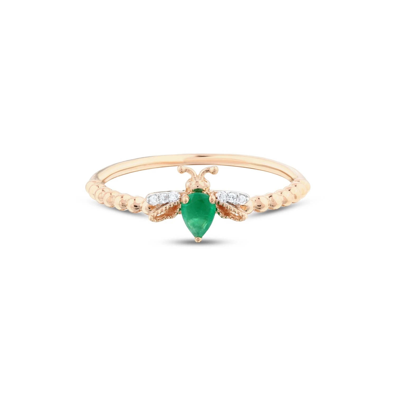 QUEEN BEE LILY GOLD DIAMOND EMERALD RING 4 QUEEN BEE LILY GOLD DIAMOND EMERALD RING - Image 2