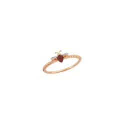 QUEEN BEE LILY GOLD DIAMOND GARNET RING