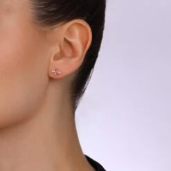 QUEEN BEE LILY GOLD DIAMOND PINK SAPPHIRE XSMALL SINGLE EARRING 7 QUEEN BEE LILY GOLD DIAMOND PINK SAPPHIRE XSMALL SINGLE EARRING -Bee Goddess PTKXSTPSPGKP