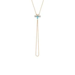 QUEEN BEE BELLA GOLD DIAMOND BLUE TOPAZ HAND CHAIN