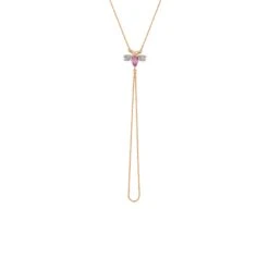QUEEN BEE BELLA GOLD DIAMOND PINK SAPPHIRE HAND CHAIN