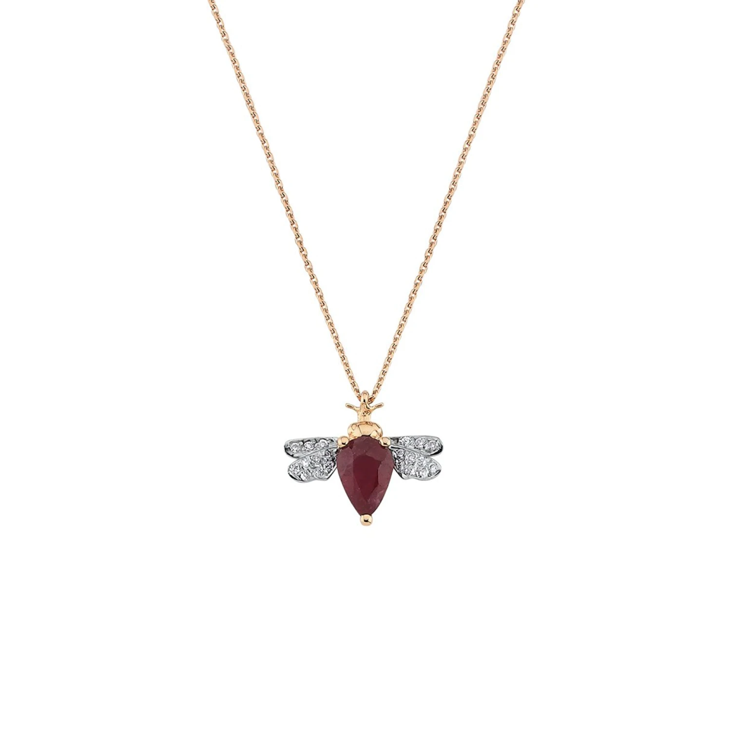 QUEEN BEE BELLA GOLD DIAMOND RUBY NECKLACE 3 QUEEN BEE BELLA GOLD DIAMOND RUBY NECKLACE