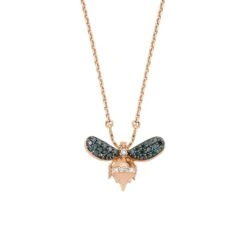 QUEEN BEE GOLD BLUE DIAMOND NECKLACE