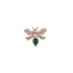 QUEEN BEE EVA GOLD DIAMOND EMERALD SINGLE EARRING