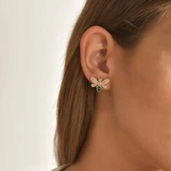 QUEEN BEE EVA GOLD DIAMOND EMERALD SINGLE EARRING -Bee Goddess QUEEN BEE EVA GOLD DIAMOND EMERALD SINGLE EARRING Bee Goddess 5733 491ed6f7 4da8 46b5 a40c ce1e7ecac518