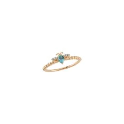 QUEEN BEE LILY GOLD DIAMOND BLUE TOPAZ RING
