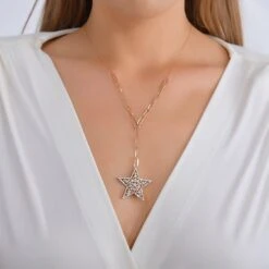 SIRIUS STAR GOLD DIAMOND CHAIN NECKLACE -Bee Goddess SIRIUS STAR DIAMOND NECKLACE Bee Goddess 1225