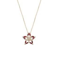 SIRIUS STAR GOLD DIAMOND RUBY NECKLACE