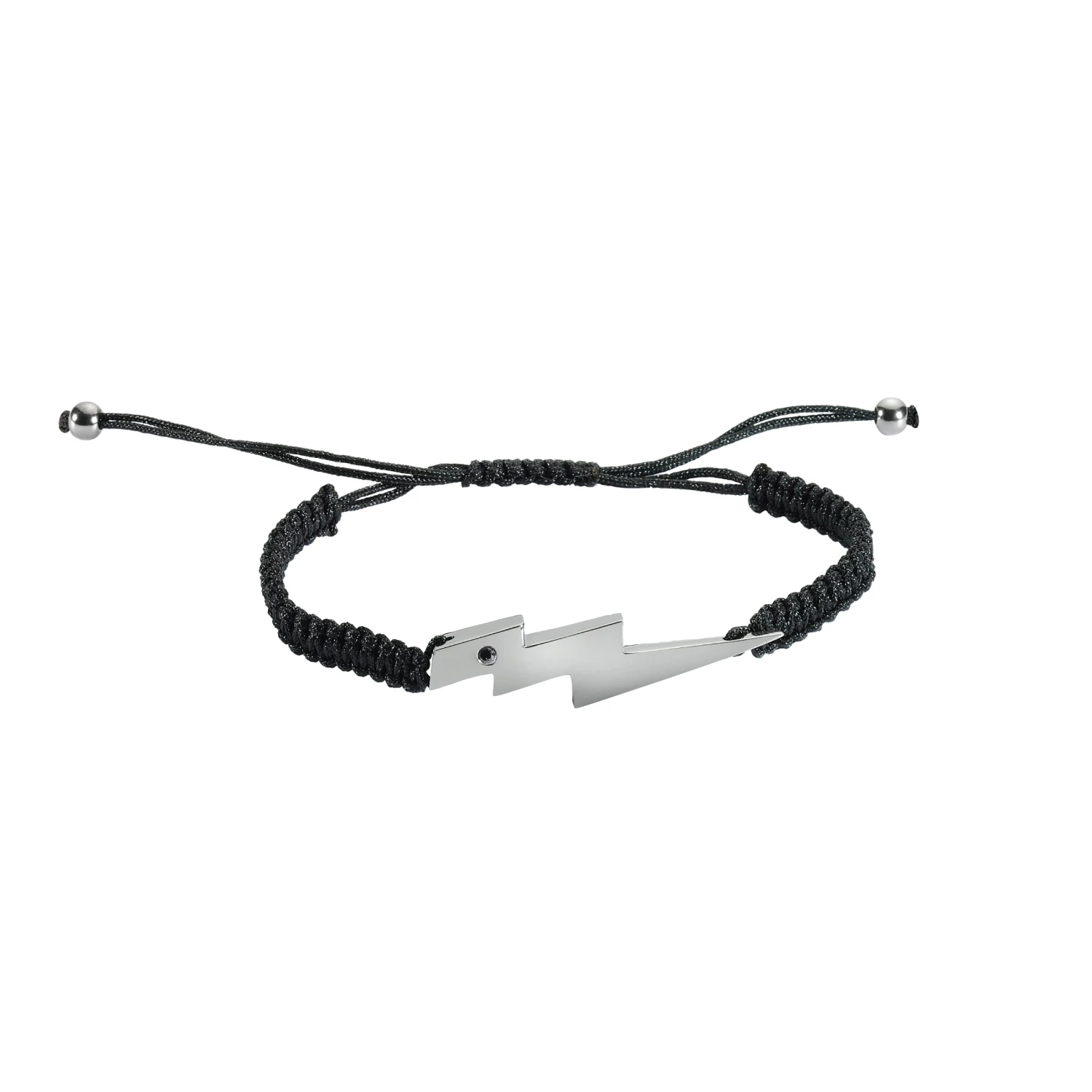 LIGHTNING BLACK SILVER CORD BRACELET 3 LIGHTNING BLACK SILVER CORD BRACELET