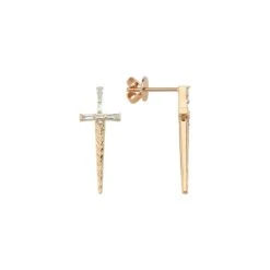 SWORD GOLD DIAMOND EARRINGS