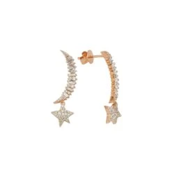 THE MOON & THE STAR GOLD DIAMOND EARRINGS