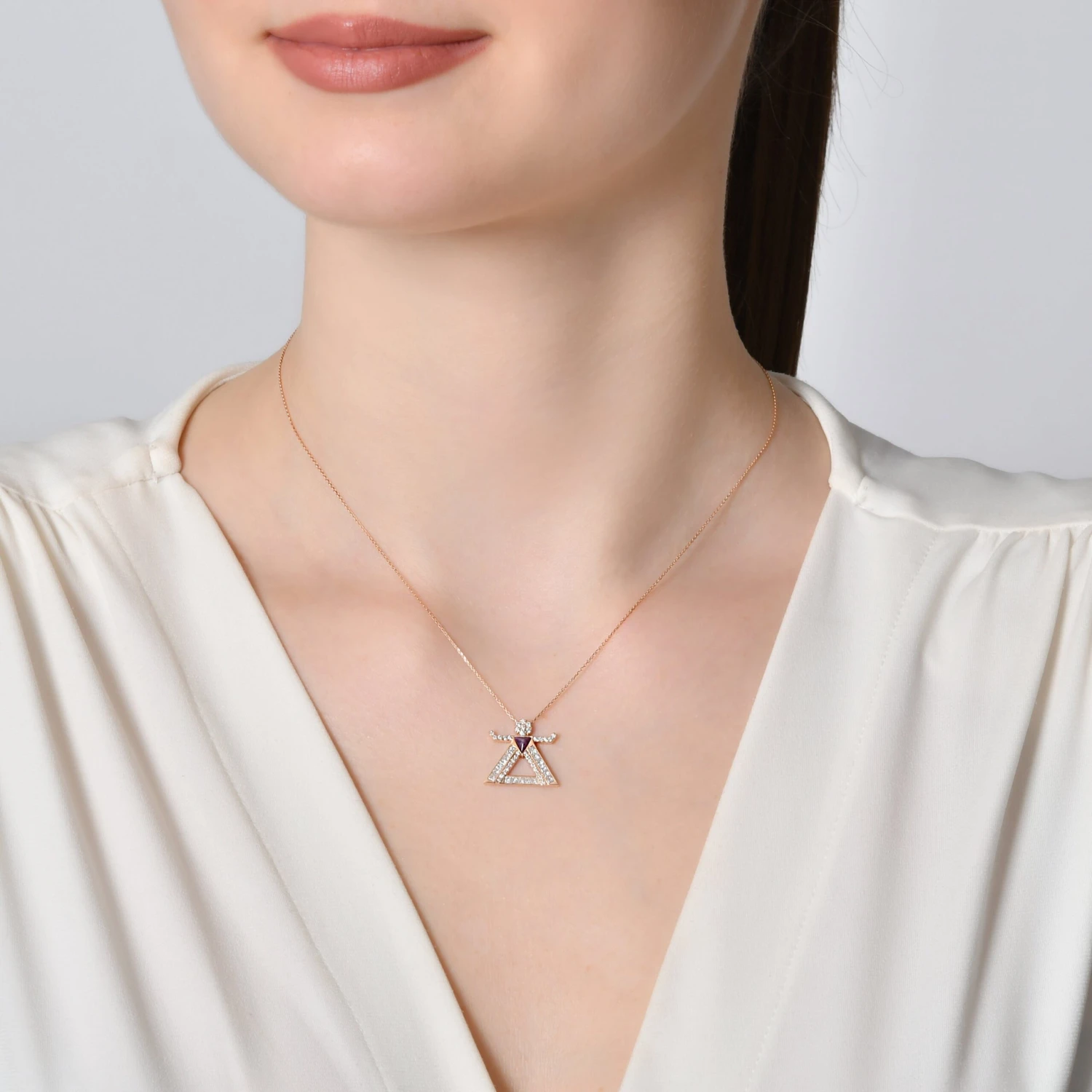 TANIT GOLD BAGUETTE DIAMOND RUBY NECKLACE 4 TANIT GOLD BAGUETTE DIAMOND RUBY NECKLACE - Image 2