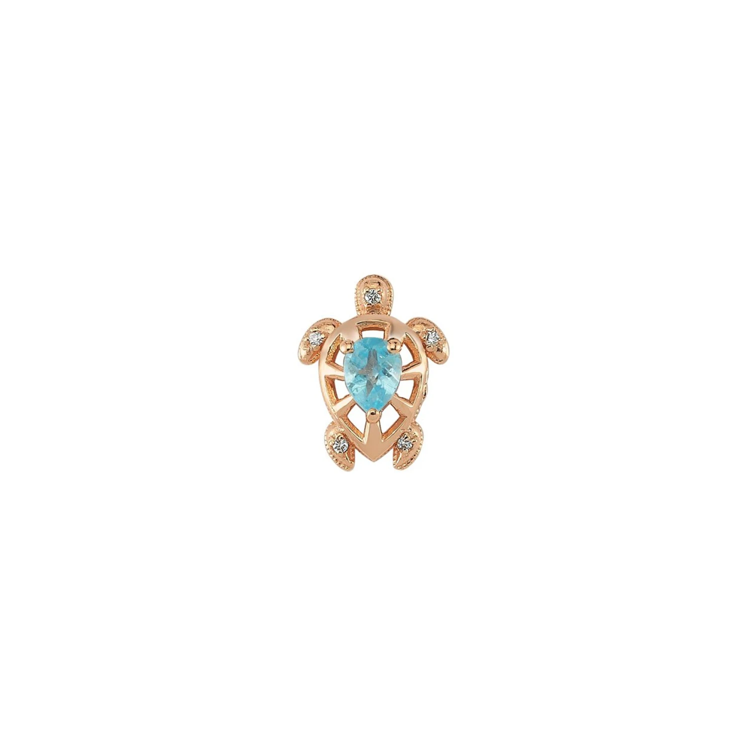 TURTLE GOLD BLUE TOPAZ SINGLE EARRING 3 TURTLE GOLD BLUE TOPAZ SINGLE EARRING