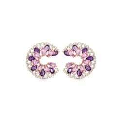 QUEEN BEE ARINNA GOLD DIAMOND AMETHYST EARRINGS