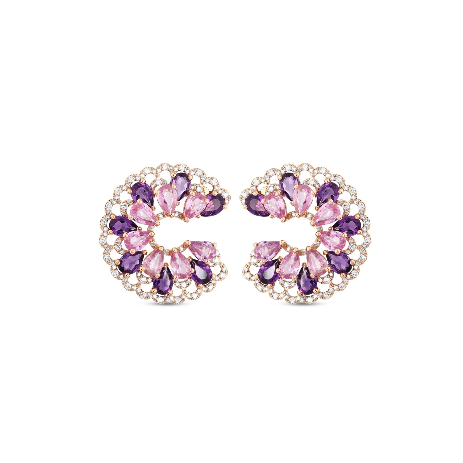 QUEEN BEE ARINNA GOLD DIAMOND AMETHYST EARRINGS 3 QUEEN BEE ARINNA GOLD DIAMOND AMETHYST EARRINGS