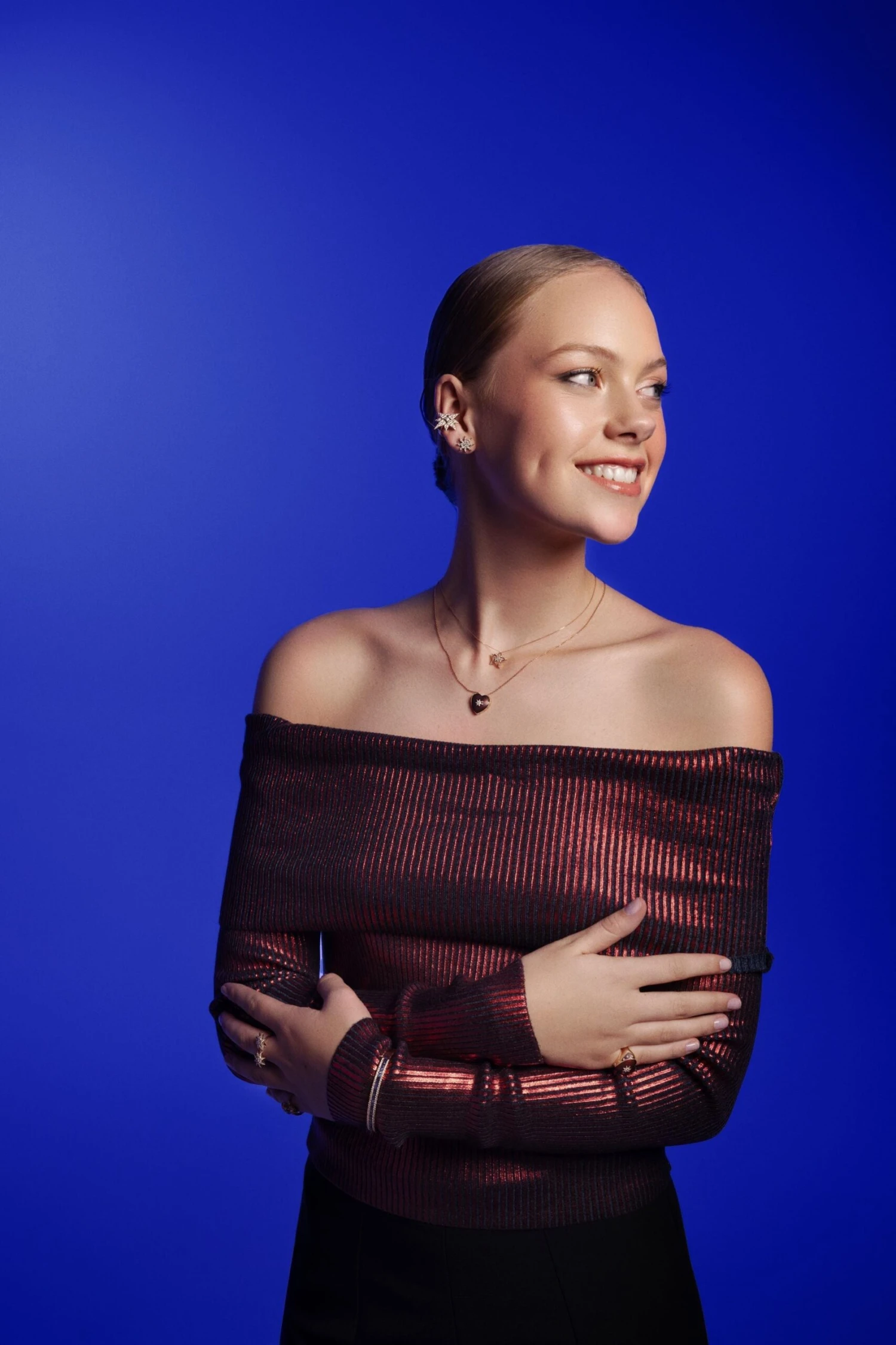 VENUS STAR GOLD DIAMOND RED ENAMEL NECKLACE 4 VENUS STAR GOLD DIAMOND RED ENAMEL NECKLACE - Image 2