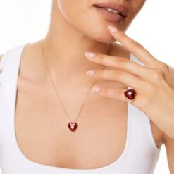 VENUS STAR GOLD DIAMOND RED ENAMEL NECKLACE 7 VENUS STAR GOLD DIAMOND RED ENAMEL NECKLACE -Bee Goddess VENUS STAR DIAMOND NECKLACE Bee Goddess 7877