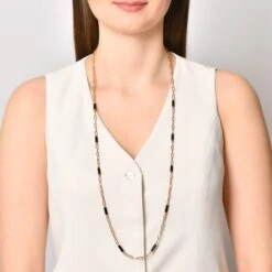 CHAIN GOLD ONIX NECKLACE -Bee Goddess ZINCIR100CMIONTAGZN 3d1cf49a 50fc 47dd bd78 b44979fe9826