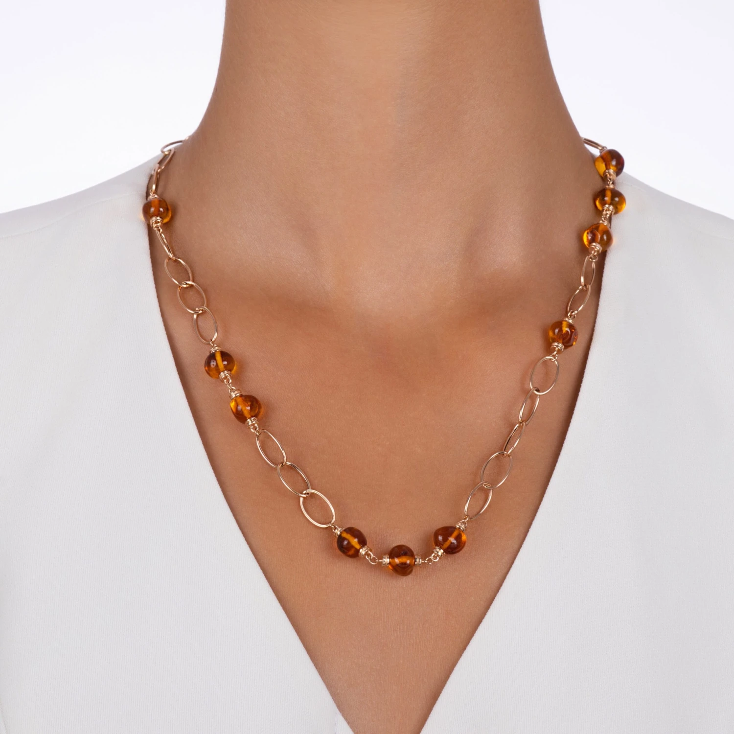 CHAIN GOLD AMBER NECKLACE 5 CHAIN GOLD AMBER NECKLACE - Image 3