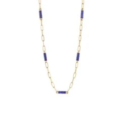 CHAIN GOLD LAPIS LAZULI THIN NECKLACE