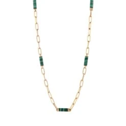 CHAIN GOLD MALACHITE NECKLACE