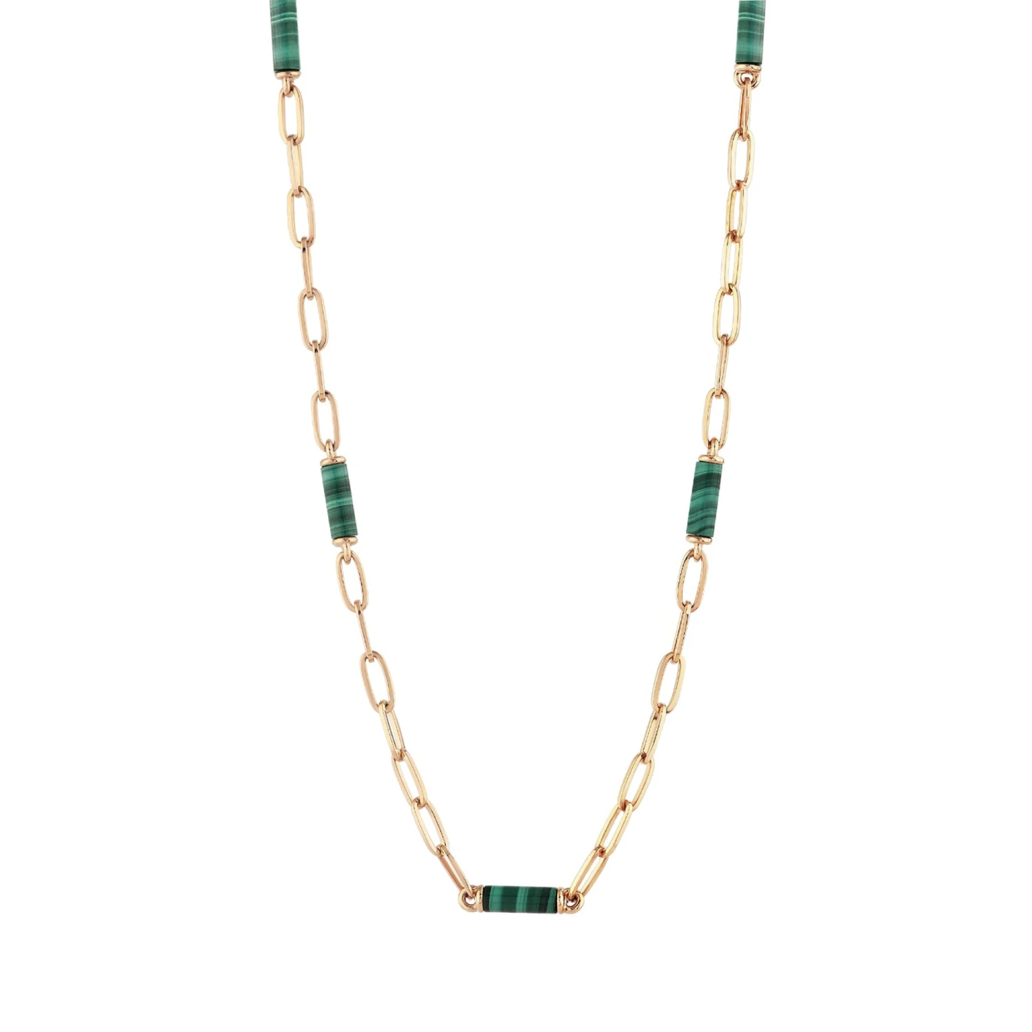 CHAIN GOLD MALACHITE NECKLACE 3 CHAIN GOLD MALACHITE NECKLACE