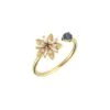 APPLE SEED GOLD BAGUETTE DIAMOND SAPPHIRE RING