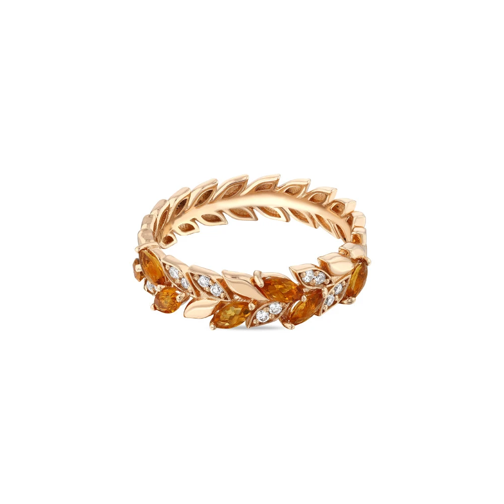 WHEAT GOLD DIAMOND CITRINE RING 4 WHEAT GOLD DIAMOND CITRINE RING - Image 2