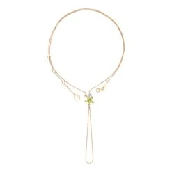 APPLE SEED GOLD DIAMOND PERIDOT HAND CHAIN