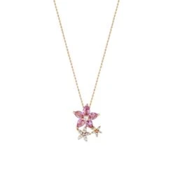 APPLE SEED GOLD DIAMOND PINK SAPPHIRE NECKLACE