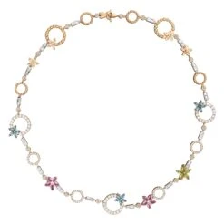 APPLE SEED GOLD DIAMOND PINK SAPPHIRE PERIDOT NECKLACE