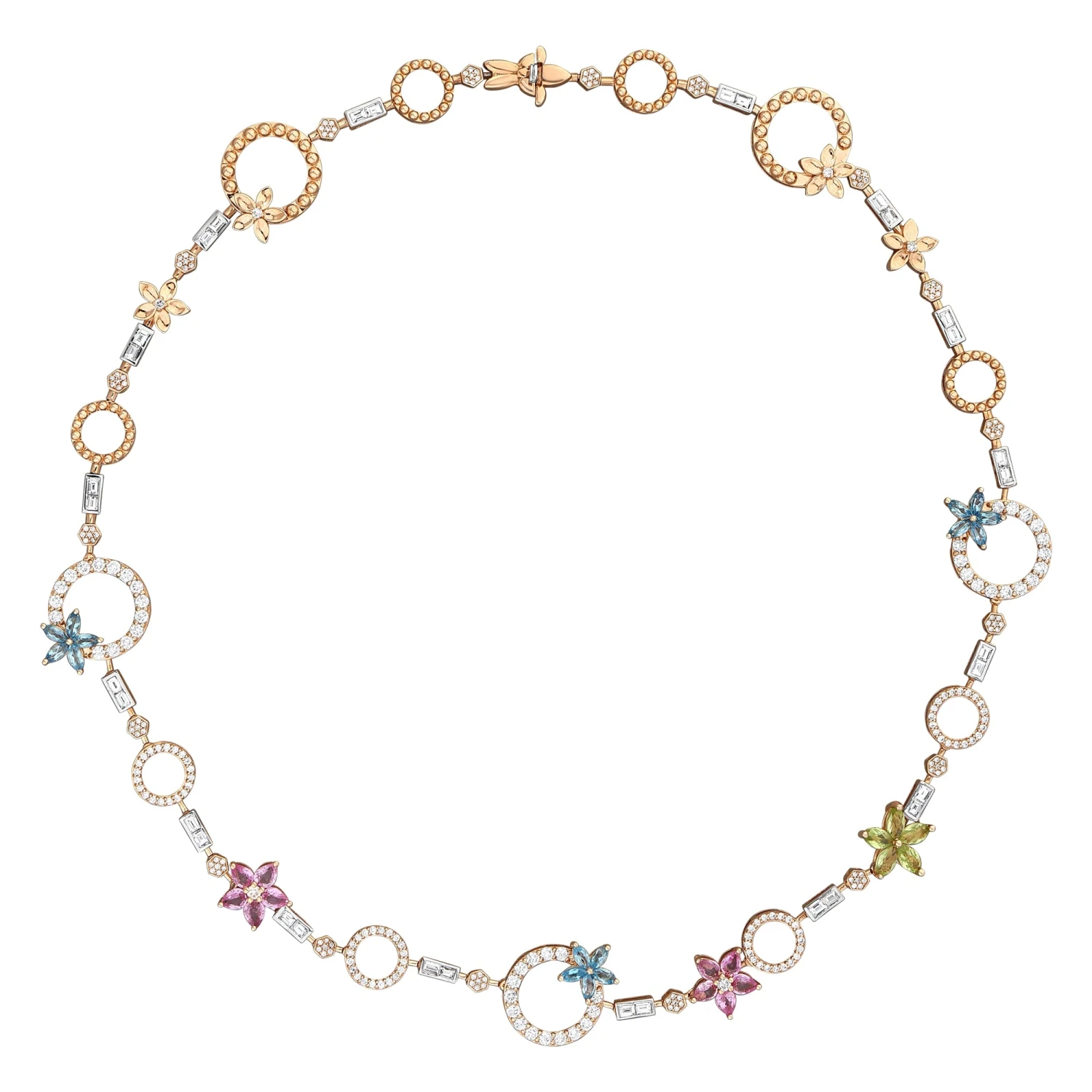 APPLE SEED GOLD DIAMOND PINK SAPPHIRE PERIDOT NECKLACE 3 APPLE SEED GOLD DIAMOND PINK SAPPHIRE PERIDOT NECKLACE