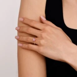 APPLE SEED GOLD DIAMOND PINK SAPPHIRE RING -Bee Goddess apple seed gold diamond pink sapphire ring 1