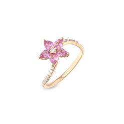 APPLE SEED GOLD DIAMOND PINK SAPPHIRE RING
