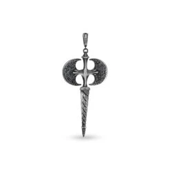 AXE SILVER BLACK DIAMOND XLARGE PENDANT