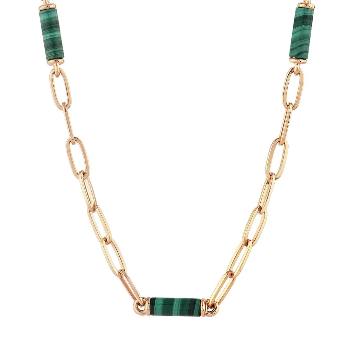 CHAIN GOLD MALACHITE NECKLACE 4 CHAIN GOLD MALACHITE NECKLACE - Image 2