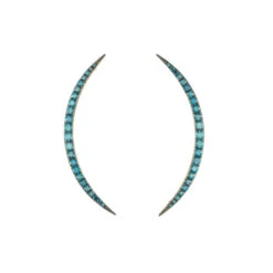 CRESCENT 18K GOLD BLUE DIAMOND EARRINGS