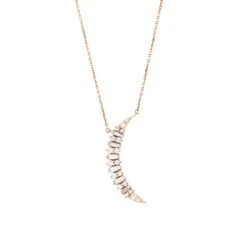 CRESCENT GOLD BAGUETTE DIAMOND NECKLACE 8 CRESCENT GOLD BAGUETTE DIAMOND NECKLACE -Bee Goddess crescent gold baguette diamond necklace 2