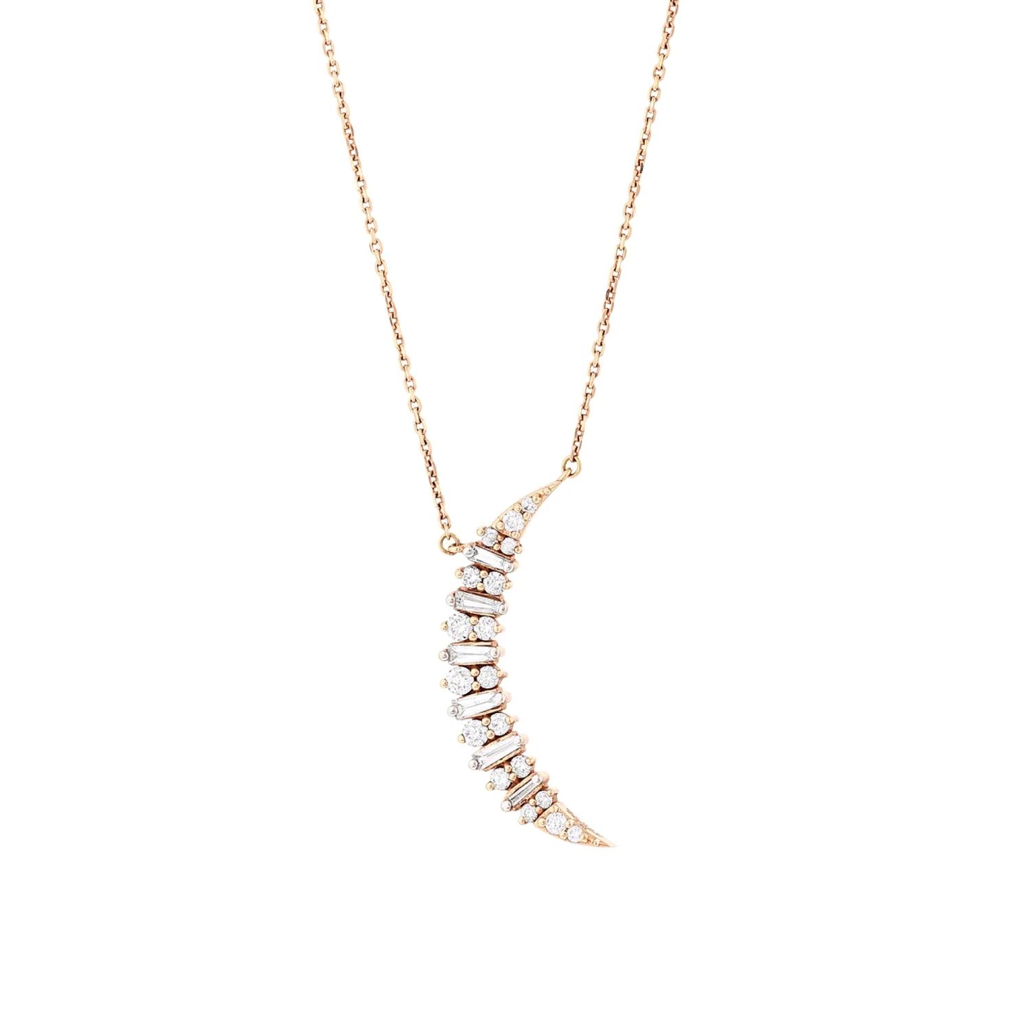 CRESCENT GOLD BAGUETTE DIAMOND NECKLACE 5 CRESCENT GOLD BAGUETTE DIAMOND NECKLACE - Image 3
