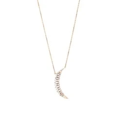 CRESCENT GOLD BAGUETTE DIAMOND NECKLACE