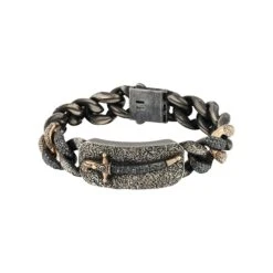 DAGGER SILVER BLACK DIAMOND CHAIN BRACELET
