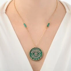 EYE LIGHT 18K GOLD DIAMOND XLARGE NECKLACE -Bee Goddess eye light 18k gold diamond xlarge necklace 1