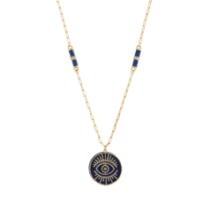 EYE LIGHT GOLD DIAMOND LAPIS LAZULI CHAIN NECKLACE