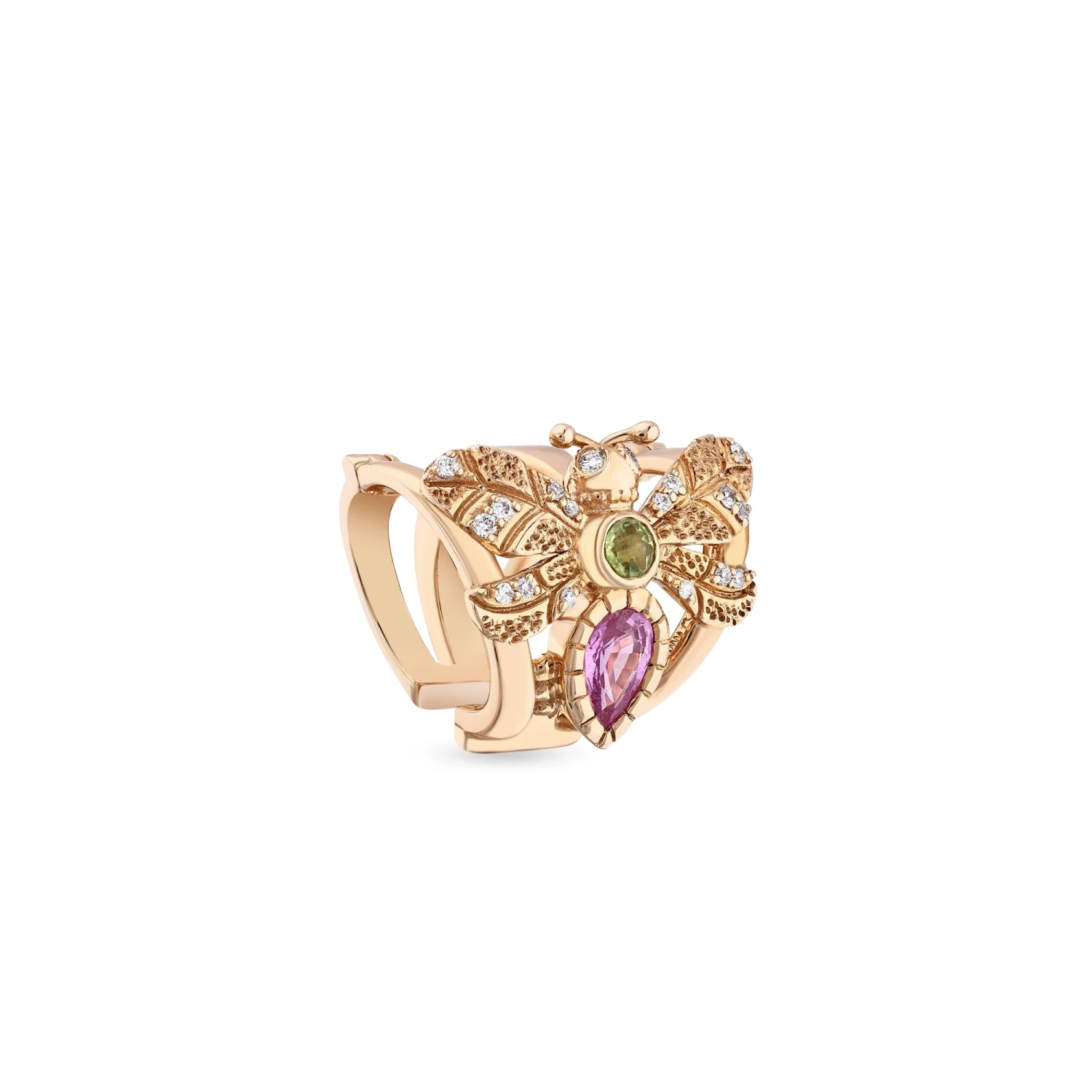 HONEYCOMB GOLD DIAMOND PINK SAPPHIRE EAR CUFF 4 HONEYCOMB GOLD DIAMOND PINK SAPPHIRE EAR CUFF - Image 2